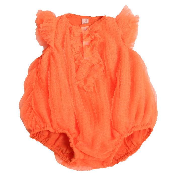 Tia Cibani Kids Baby Florence Pleated Romper Cone Orange