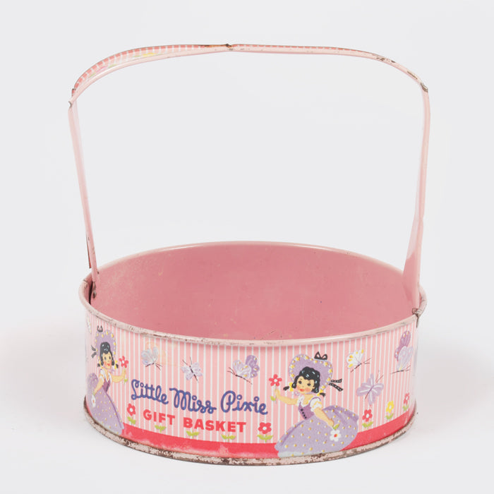Vintage Metal Gift Basket Pink