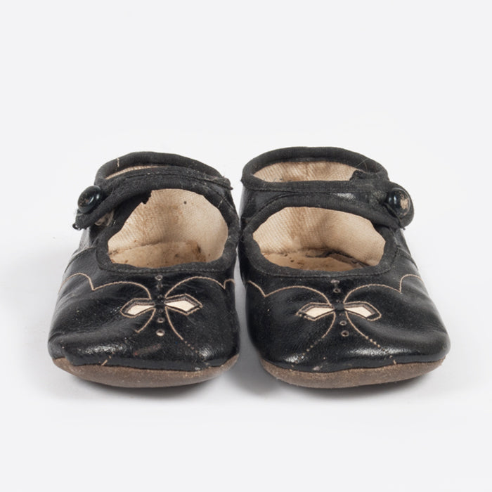 Vintage Baby Leather Mary Jane Shoes Black