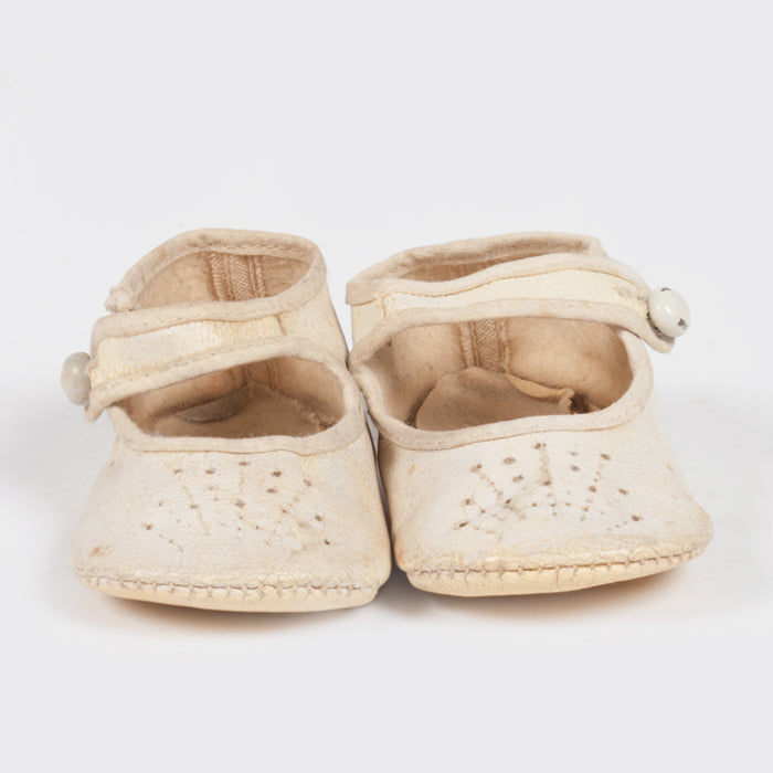 Vintage Baby Leather Mary Jane Shoes White
