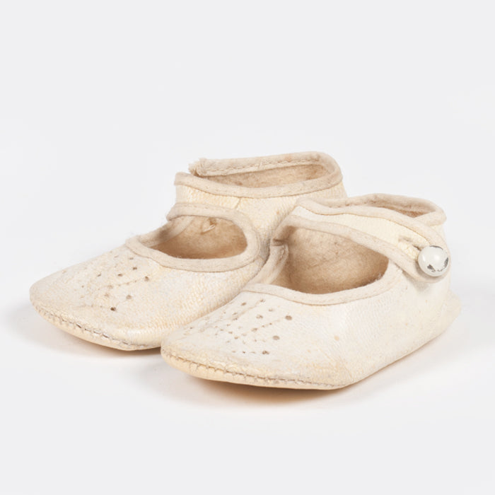 Vintage Baby Leather Mary Jane Shoes White