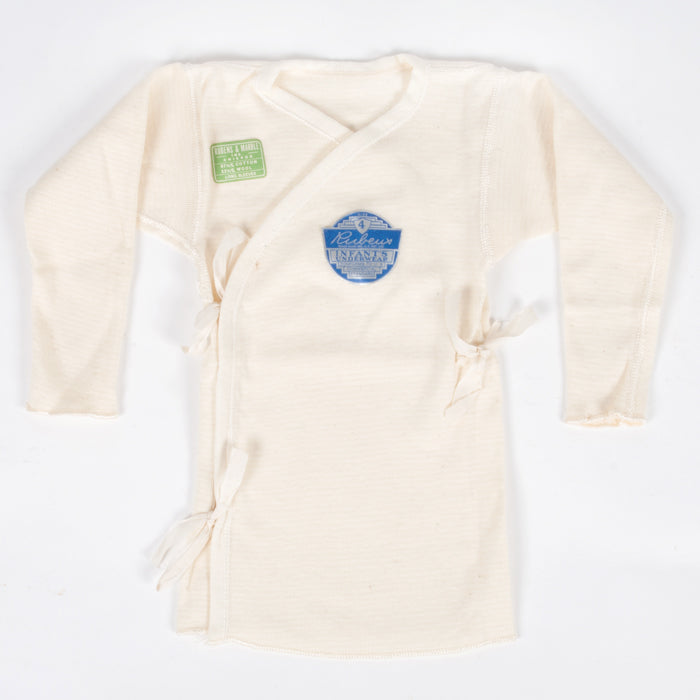Vintage Baby Fold Over Tie Vest T-Shirt Cream