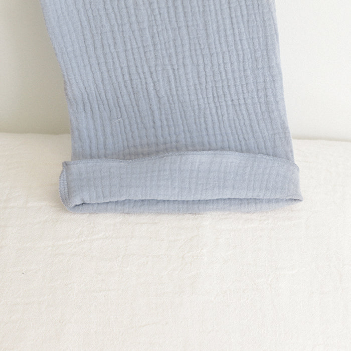 Close up of the cuffed leg hem.